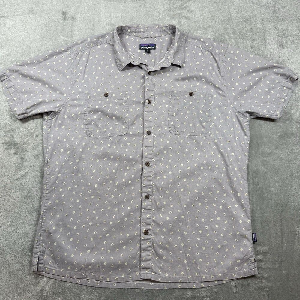 Patagonia Step Back Shirt Men’s XL Grey Hemp Cotton Summer Short Sleeve 53139